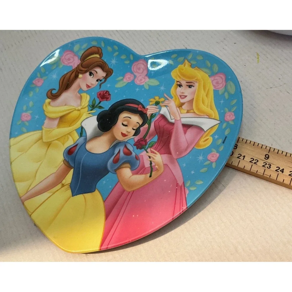 Zak Designs Disney Princess Heart Shaped Plate and Bowls Set Melamine Pink Blue